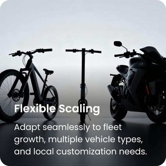 Flexible Scaling: adapt seamlessly to fleet growth, multiple vehicle types, and local customization needs.